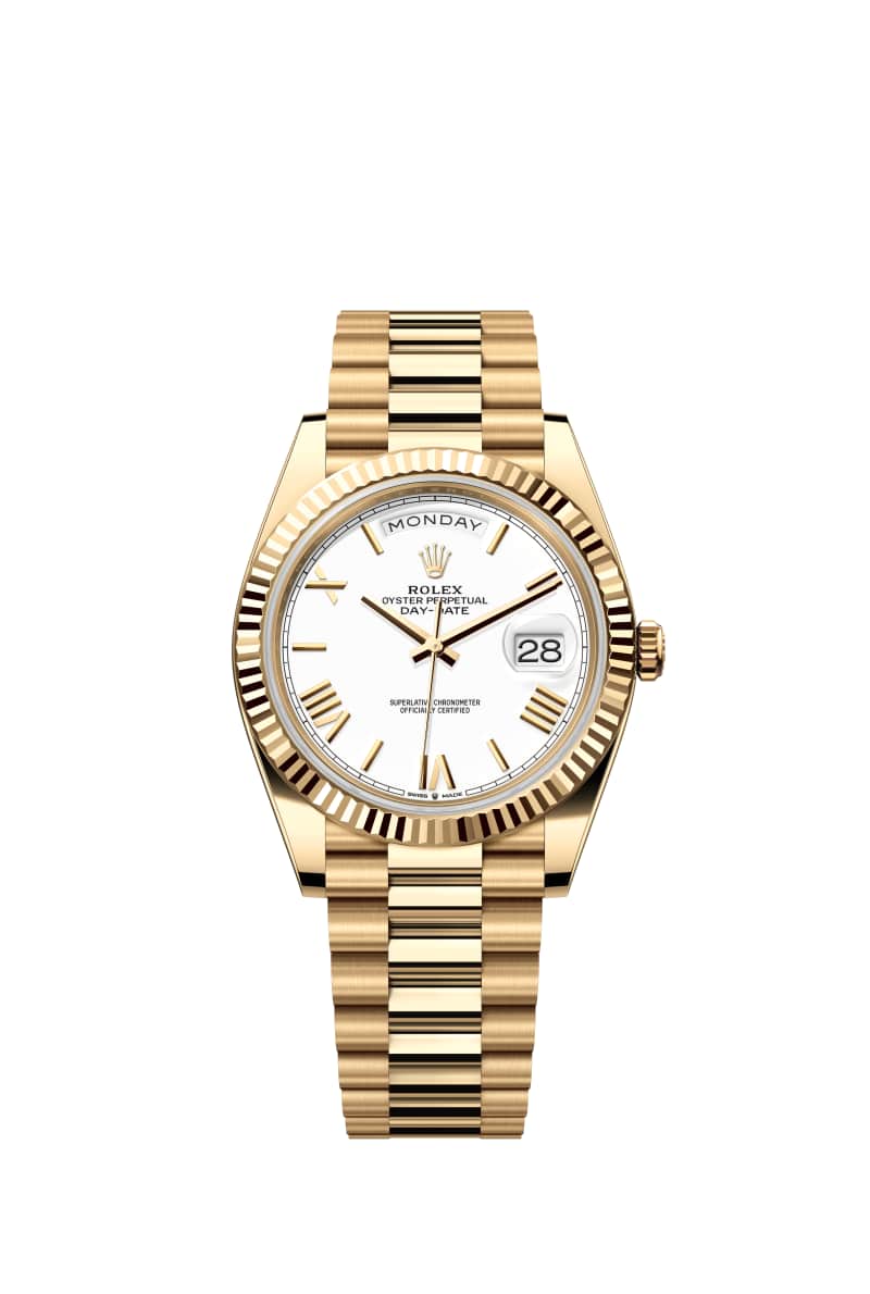 ROLEX Day-데이트 40 228238 White 다이얼 18캐럿 옐로우 Gold