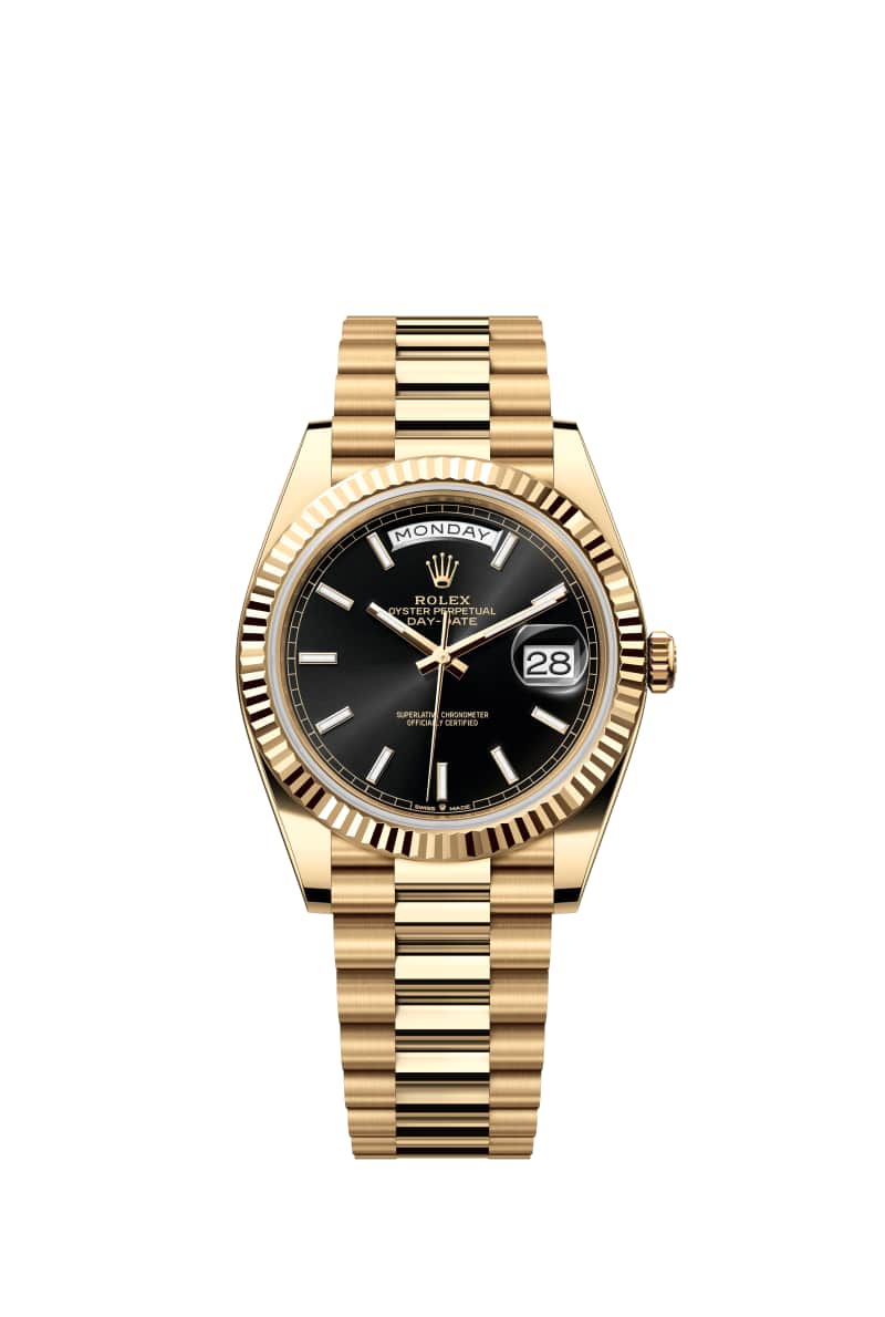 ROLEX Day-데이트 40 228238 브라이트 Black 다이얼 18캐럿 옐로우 Gold