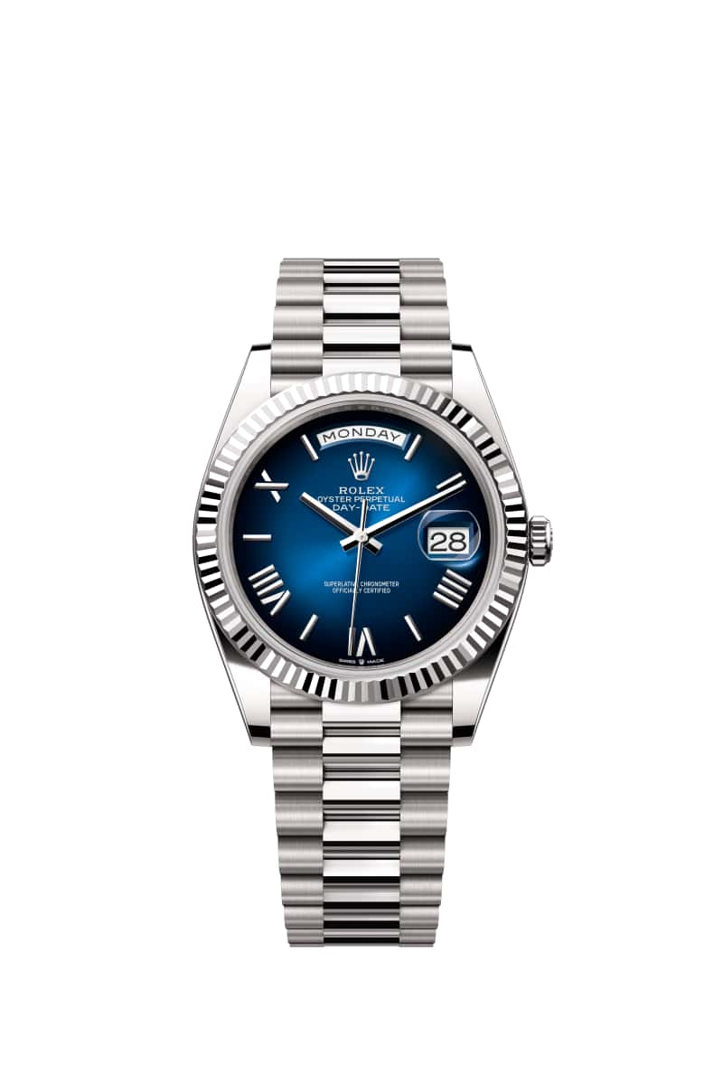 ROLEX Day-데이트 40 228239 블루 옴브레 다이얼 18캐럿 White Gold