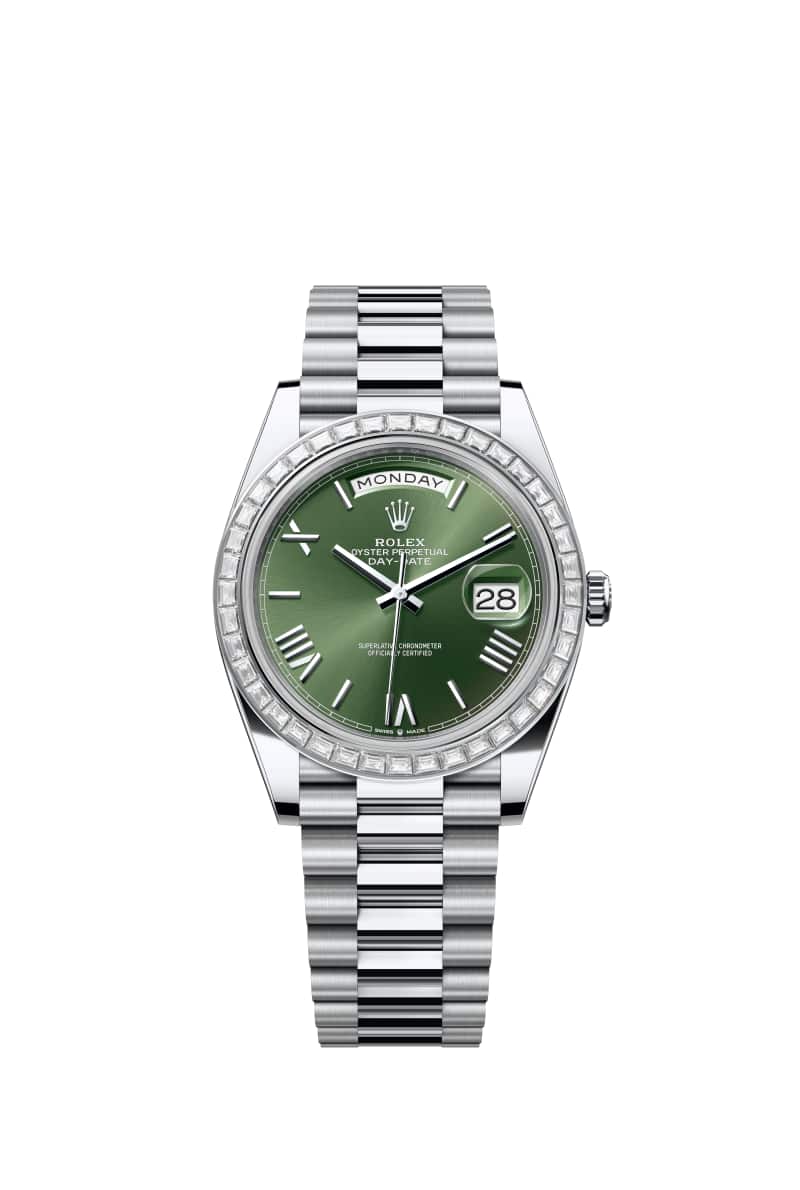ROLEX Day-데이트 40 228396TBR 올리브 그린 다이얼 플래티넘