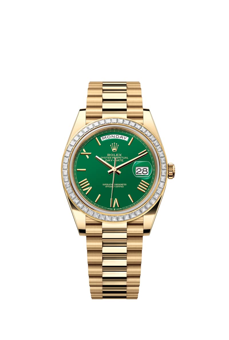 ROLEX Day-데이트 40 228398TBR 그린 다이얼 18캐럿 옐로우 Gold