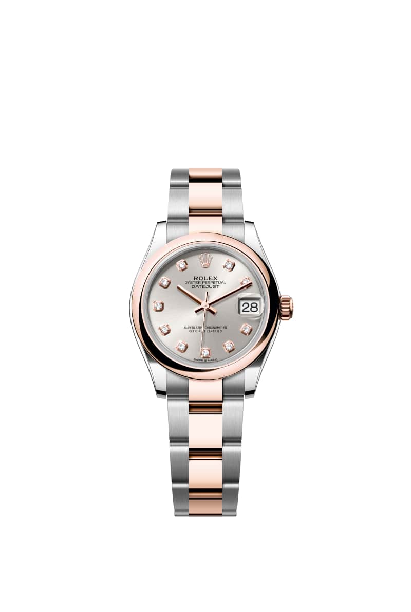 ROLEX 데이트저스트 31 278241 다이아몬드가 세팅된 Silver 다이얼 오이스터스틸과 에버로즈 Gold