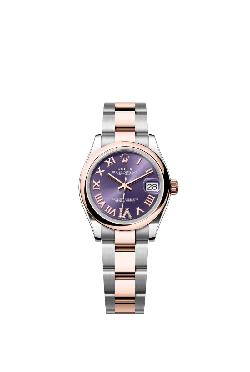 ROLEX 데이트저스트 31 278241 다이아몬드가 세팅된 오베르진 다이얼 오이스터스틸과 에버로즈 Gold