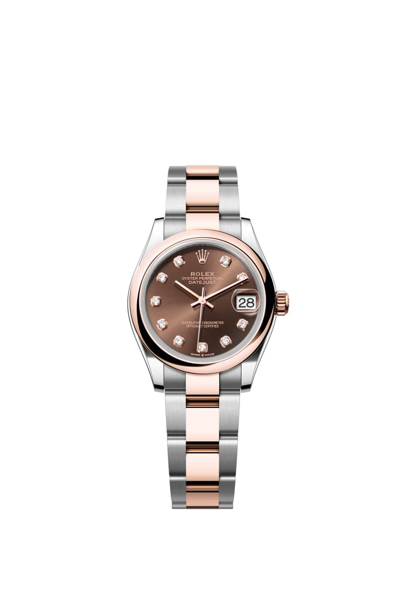 ROLEX 데이트저스트 31 278241 다이아몬드가 세팅된 초콜렛 다이얼 오이스터스틸과 에버로즈 Gold