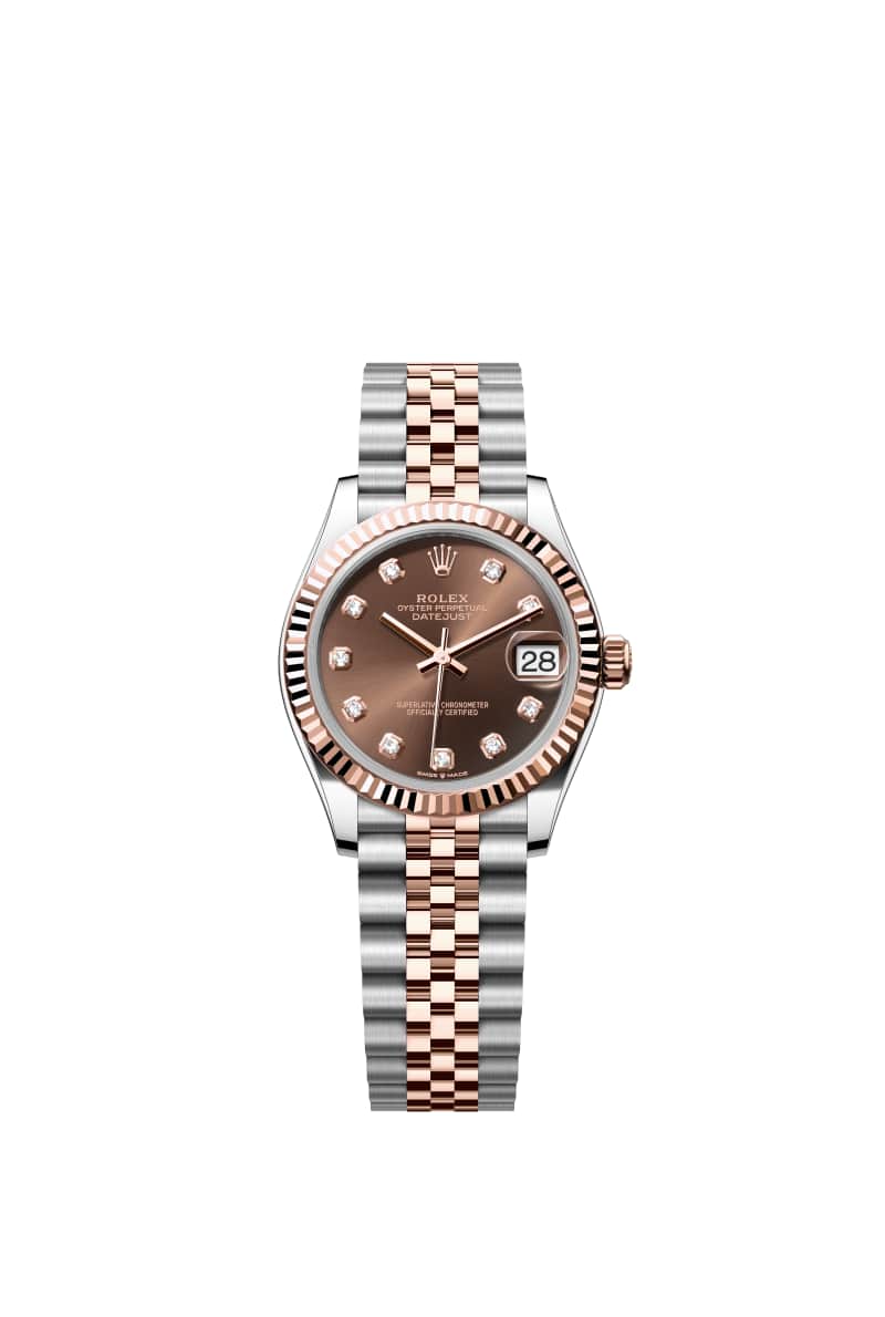 ROLEX 데이트저스트 31 278271 다이아몬드가 세팅된 초콜렛 다이얼 오이스터스틸과 에버로즈 Gold