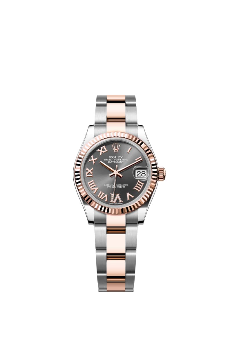 ROLEX 데이트저스트 31 278271 다이아몬드가 세팅된 슬레이트 다이얼 오이스터스틸과 에버로즈 Gold
