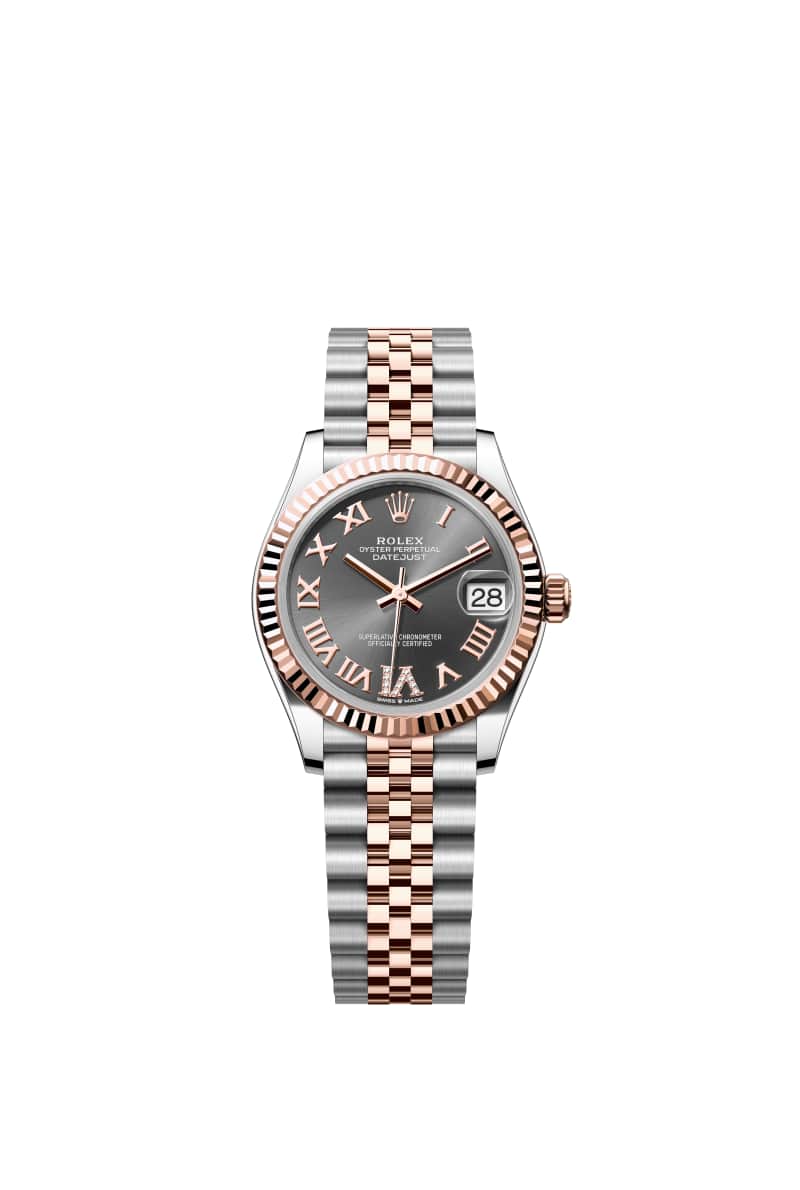 ROLEX 데이트저스트 31 278271 다이아몬드가 세팅된 슬레이트 다이얼 오이스터스틸과 에버로즈 Gold