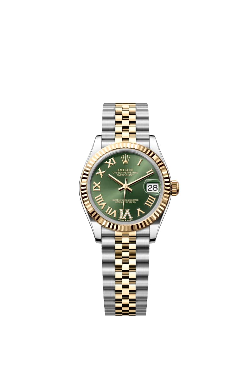 ROLEX 데이트저스트 31 278273 다이아몬드가 세팅된 올리브 그린 다이얼 오이스터스틸과 옐로우 Gold