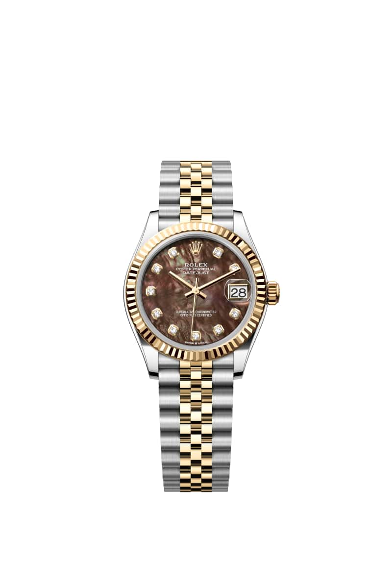 ROLEX 데이트저스트 31 278273 다이아몬드가 세팅된 Black 진주자개 다이얼 오이스터스틸과 옐로우 Gold