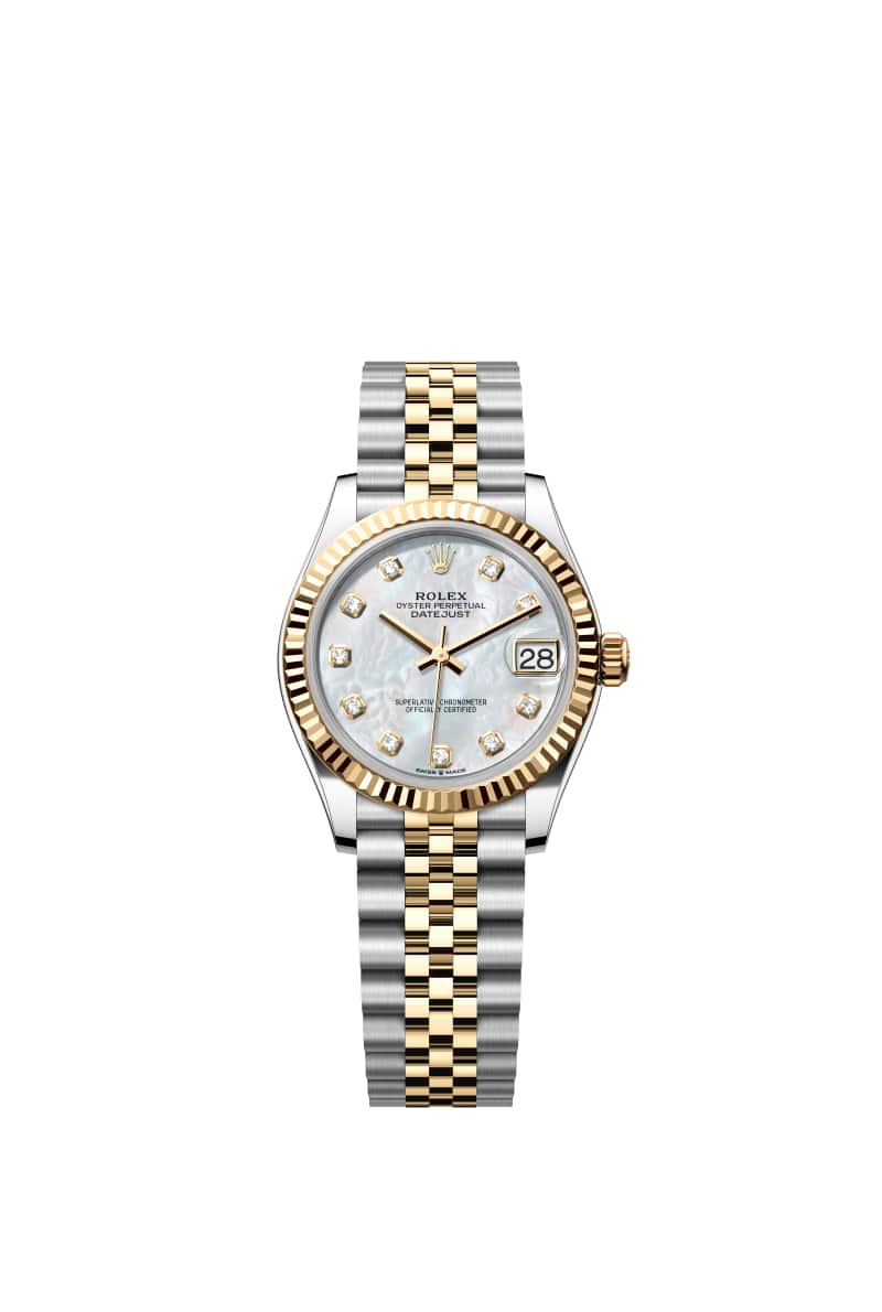 ROLEX 데이트저스트 31 278273 다이아몬드가 세팅된 White 진주자개 다이얼 오이스터스틸과 옐로우 Gold