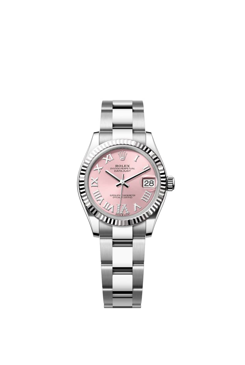 ROLEX 데이트저스트 31 278274 다이아몬드가 세팅된 핑크 다이얼 오이스터스틸과 White Gold
