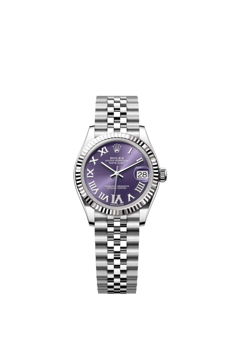 ROLEX 데이트저스트 31 278274 다이아몬드가 세팅된 오베르진 다이얼 오이스터스틸과 White Gold