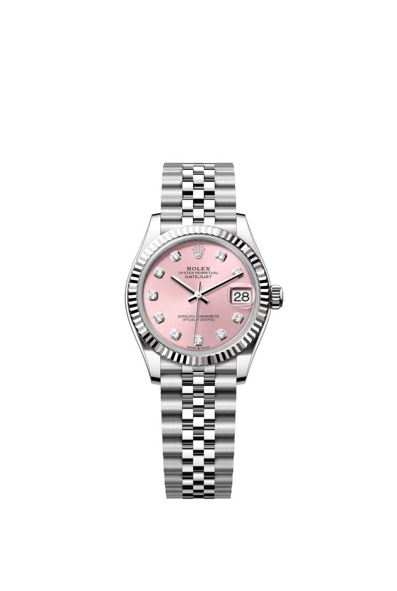 ROLEX 데이트저스트 31 278274 다이아몬드가 세팅된 핑크 다이얼 오이스터스틸과 White Gold