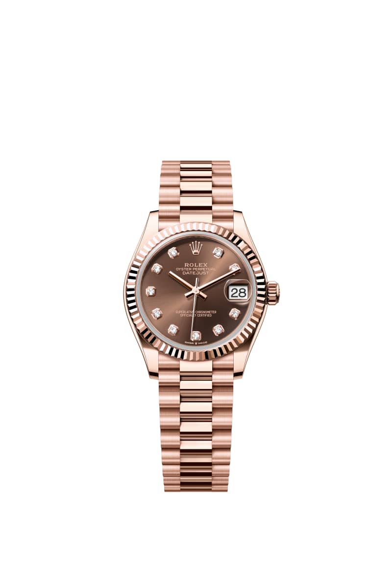 ROLEX 데이트저스트 31 278275 다이아몬드가 세팅된 초콜렛 다이얼 18캐럿 에버로즈 Gold