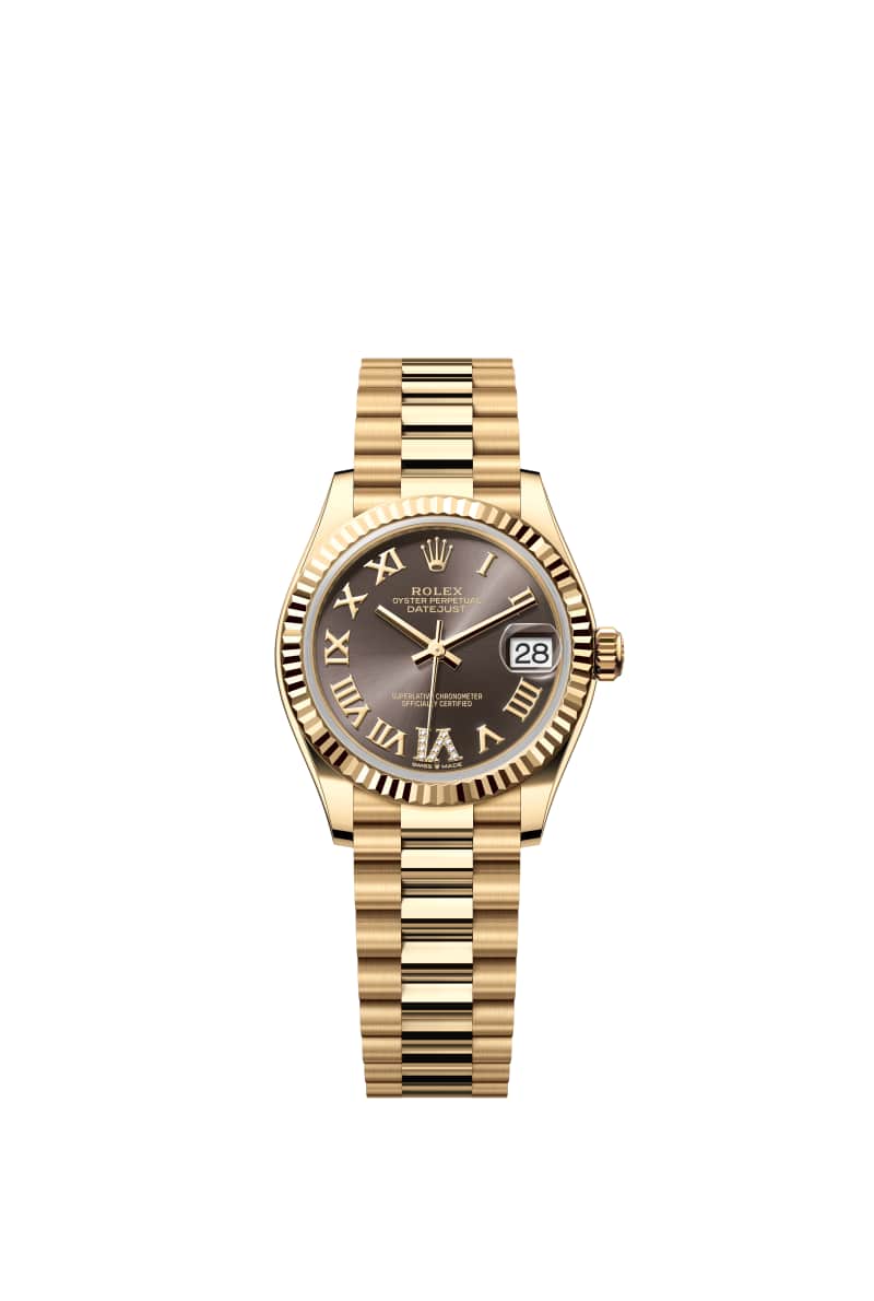 ROLEX 데이트저스트 31 278278 다이아몬드가 세팅된 다크 그레이 다이얼 18캐럿 옐로우 Gold
