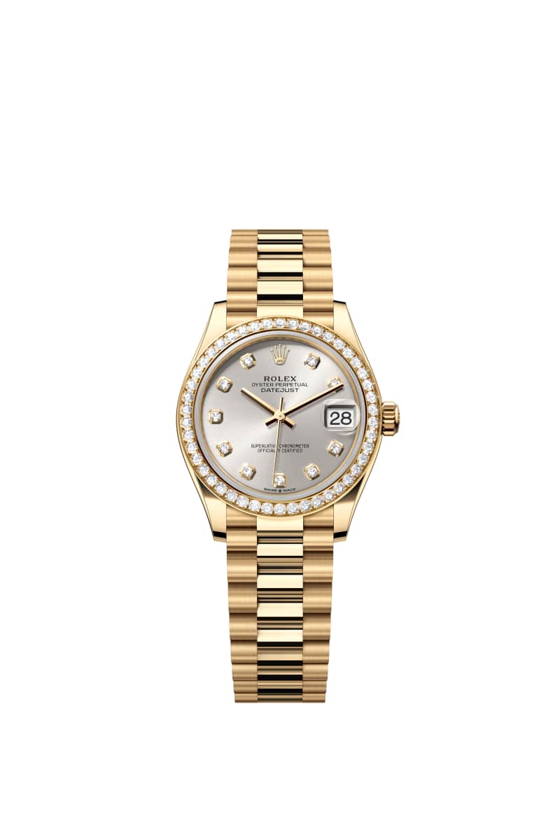 ROLEX 데이트저스트 31 278288RBR 다이아몬드가 세팅된 Silver 다이얼 18캐럿 옐로우 Gold