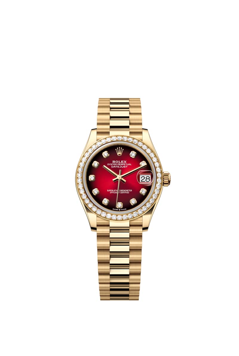 ROLEX ๋ฐ์ดํธ์ ์คํธ 31 278288RBR ๋ค์ด์๋ชฌ๋๊ฐ ์ธํ
๋ Red ์ด๋ธ๋ ๋ค์ด์ผ 18์บ๋ฟ ์๋ก์ฐ Gold