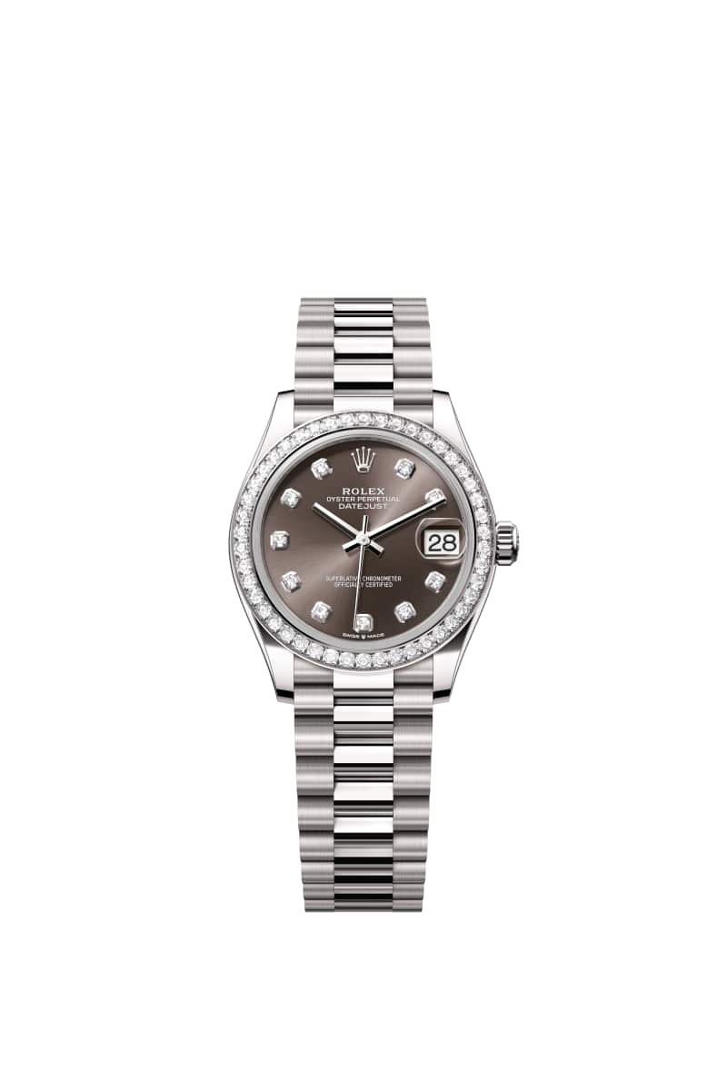 ROLEX 데이트저스트 31 278289RBR 다이아몬드가 세팅된 다크 그레이 다이얼 18캐럿 White Gold