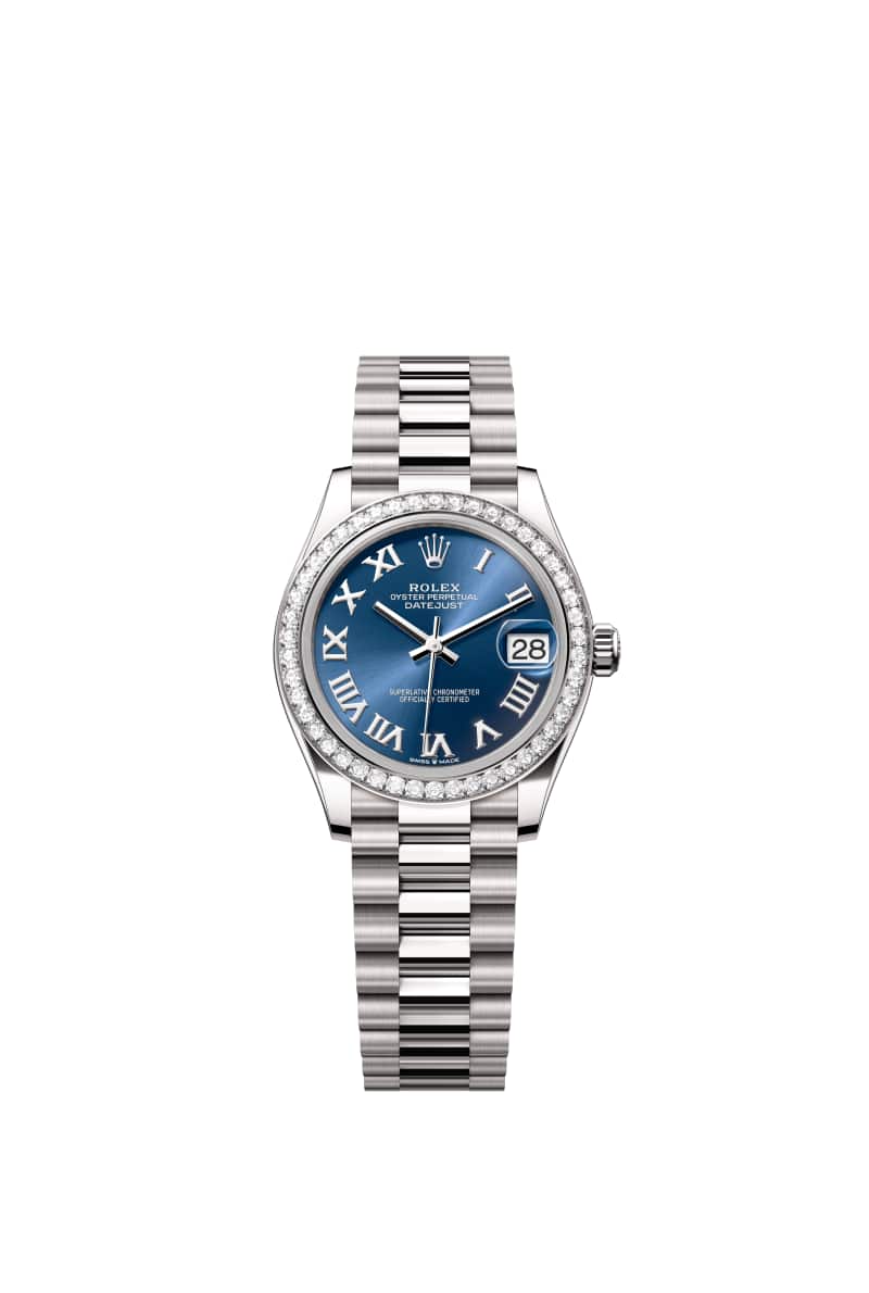 ROLEX 데이트저스트 31 278289RBR 브라이트 블루 다이얼 18캐럿 White Gold