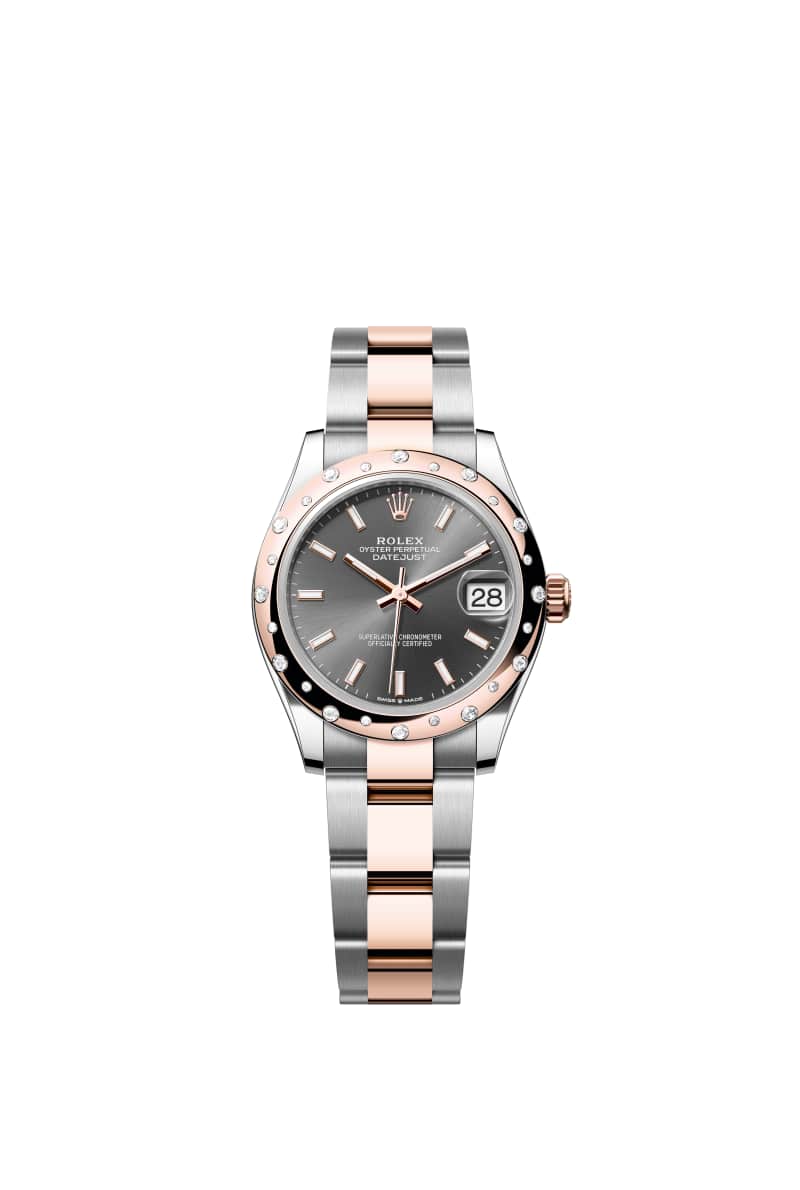ROLEX 데이트저스트 31 278341RBR 슬레이트 다이얼 오이스터스틸과 에버로즈 Gold