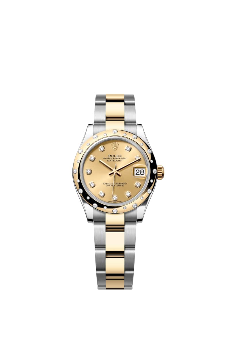 ROLEX 데이트저스트 31 278343RBR 다이아몬드가 세팅된 샴페인 Color 다이얼 오이스터스틸과 옐로우 Gold
