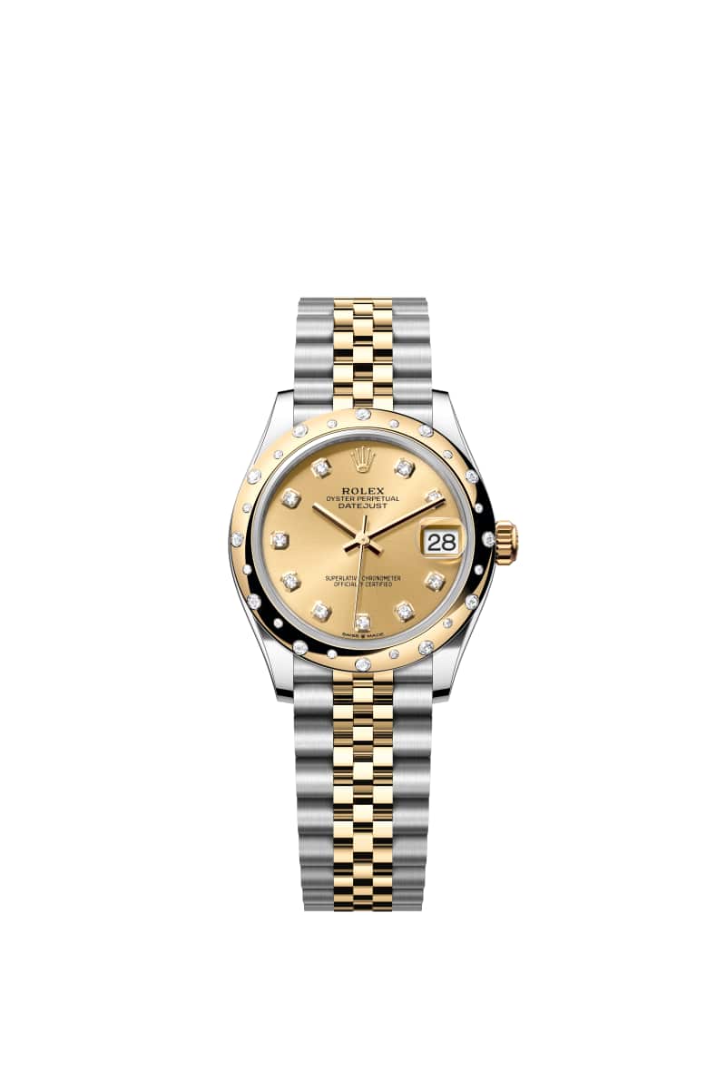 ROLEX 데이트저스트 31 278343RBR 다이아몬드가 세팅된 샴페인 Color 다이얼 오이스터스틸과 옐로우 Gold