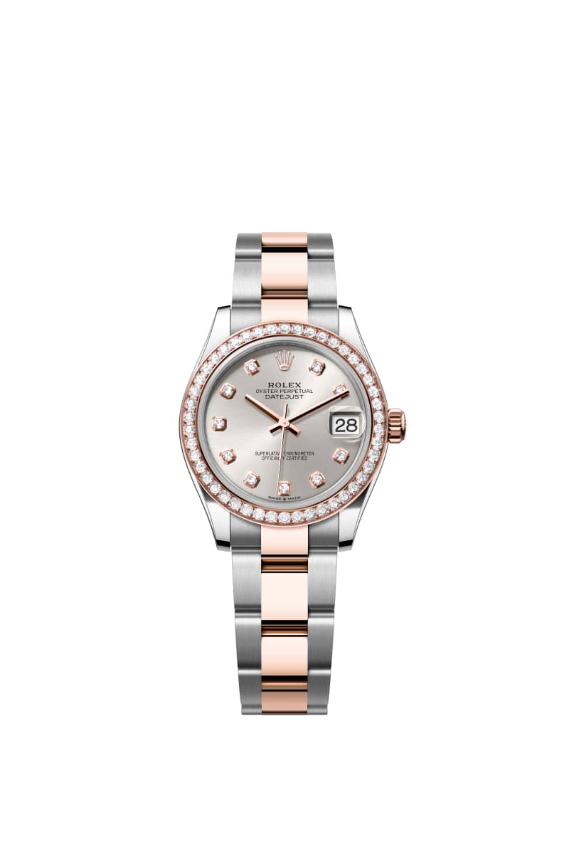 ROLEX 데이트저스트 31 278381RBR 다이아몬드가 세팅된 Silver 다이얼 오이스터스틸과 에버로즈 Gold