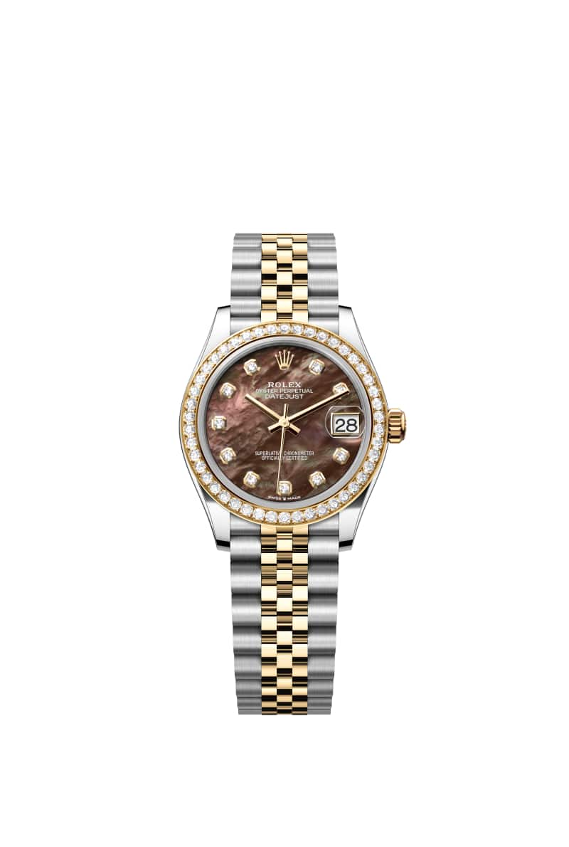 ROLEX 데이트저스트 31 278383RBR 다이아몬드가 세팅된 Black 진주자개 다이얼 오이스터스틸과 옐로우 Gold