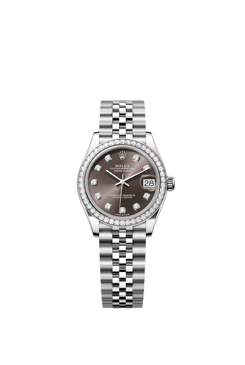 ROLEX 데이트저스트 31 278384RBR 다이아몬드가 세팅된 다크 그레이 다이얼 오이스터스틸과 White Gold
