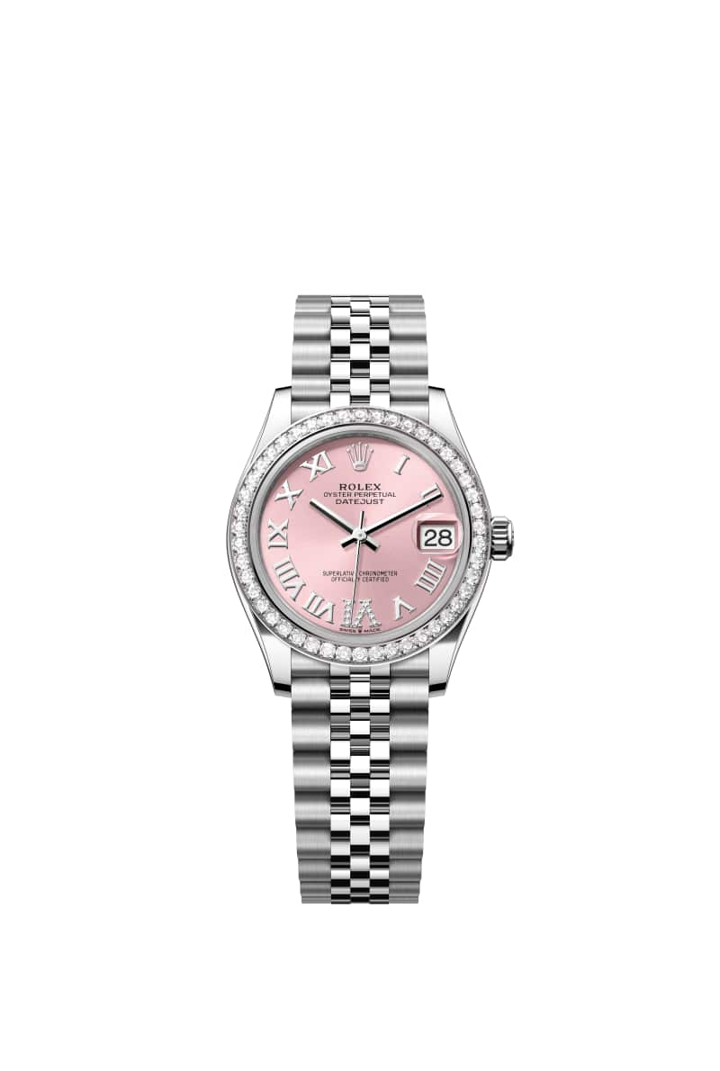 ROLEX 데이트저스트 31 278384RBR 다이아몬드가 세팅된 핑크 다이얼 오이스터스틸과 White Gold