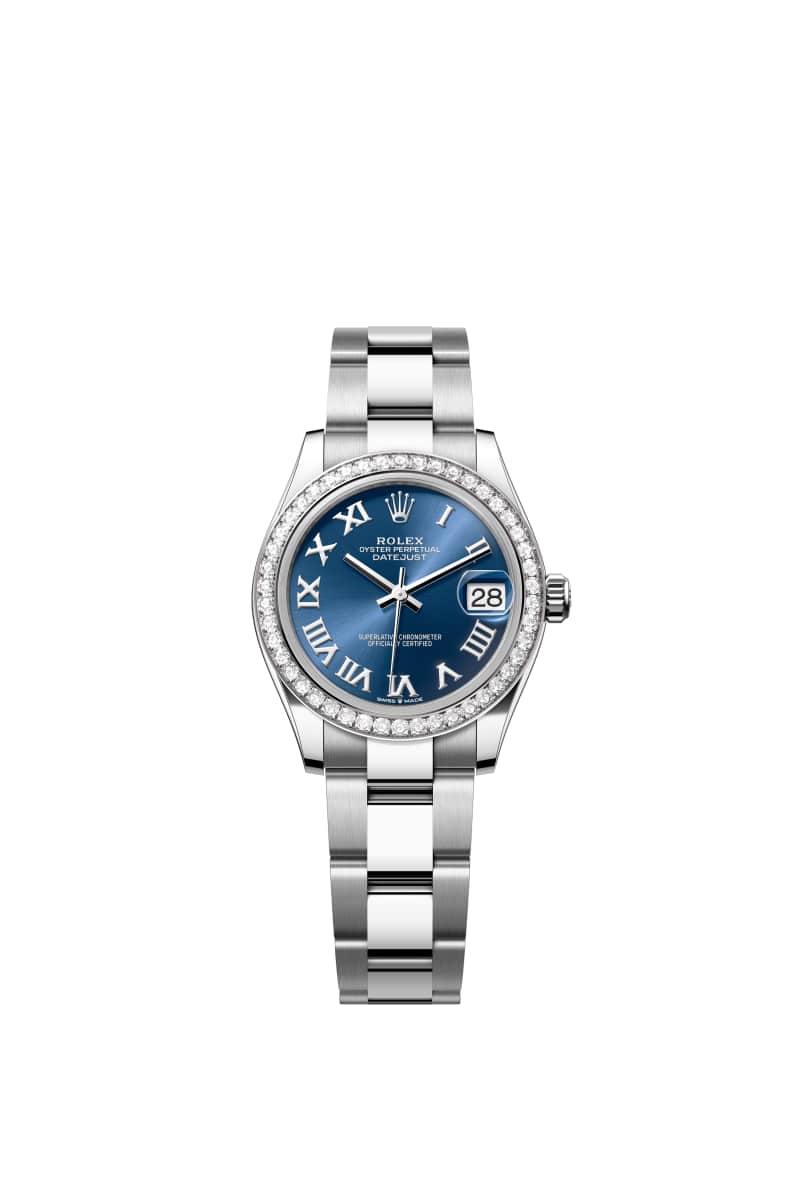 ROLEX 데이트저스트 31 278384RBR 브라이트 블루 다이얼 오이스터스틸과 White Gold