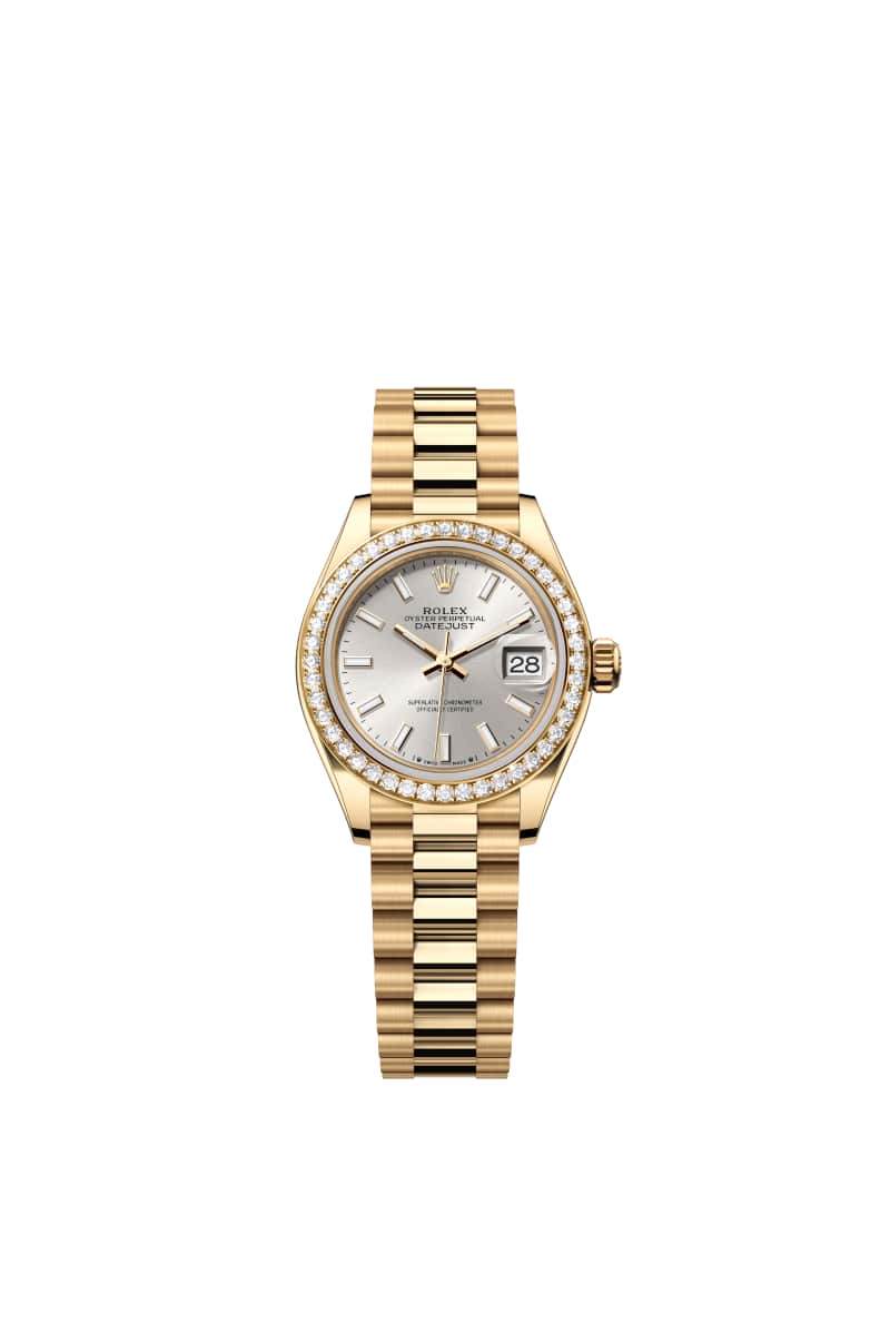 ROLEX Lady-๋ฐ์ดํธ์ ์คํธ 28 279138RBR Silver ๋ค์ด์ผ 18์บ๋ฟ ์๋ก์ฐ Gold