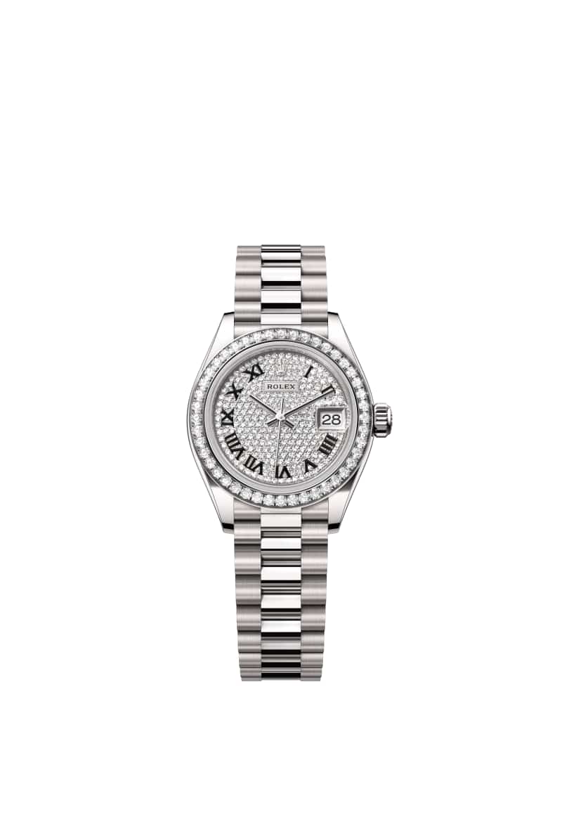 ROLEX Lady-데이트저스트 28 279139RBR Diamond 파베 다이얼 18캐럿 White Gold