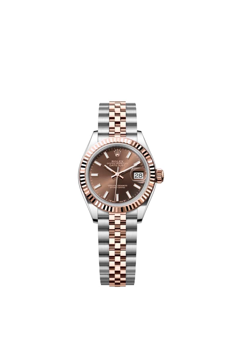 ROLEX Lady-데이트저스트 28 279171 초콜렛 다이얼 오이스터스틸과 에버로즈 Gold
