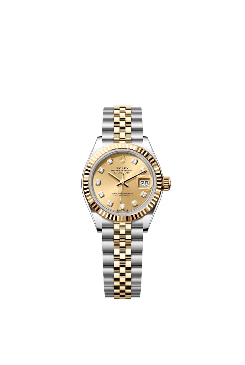 ROLEX Lady-데이트저스트 28 279173 다이아몬드가 세팅된 샴페인 Color 다이얼 오이스터스틸과 옐로우 Gold