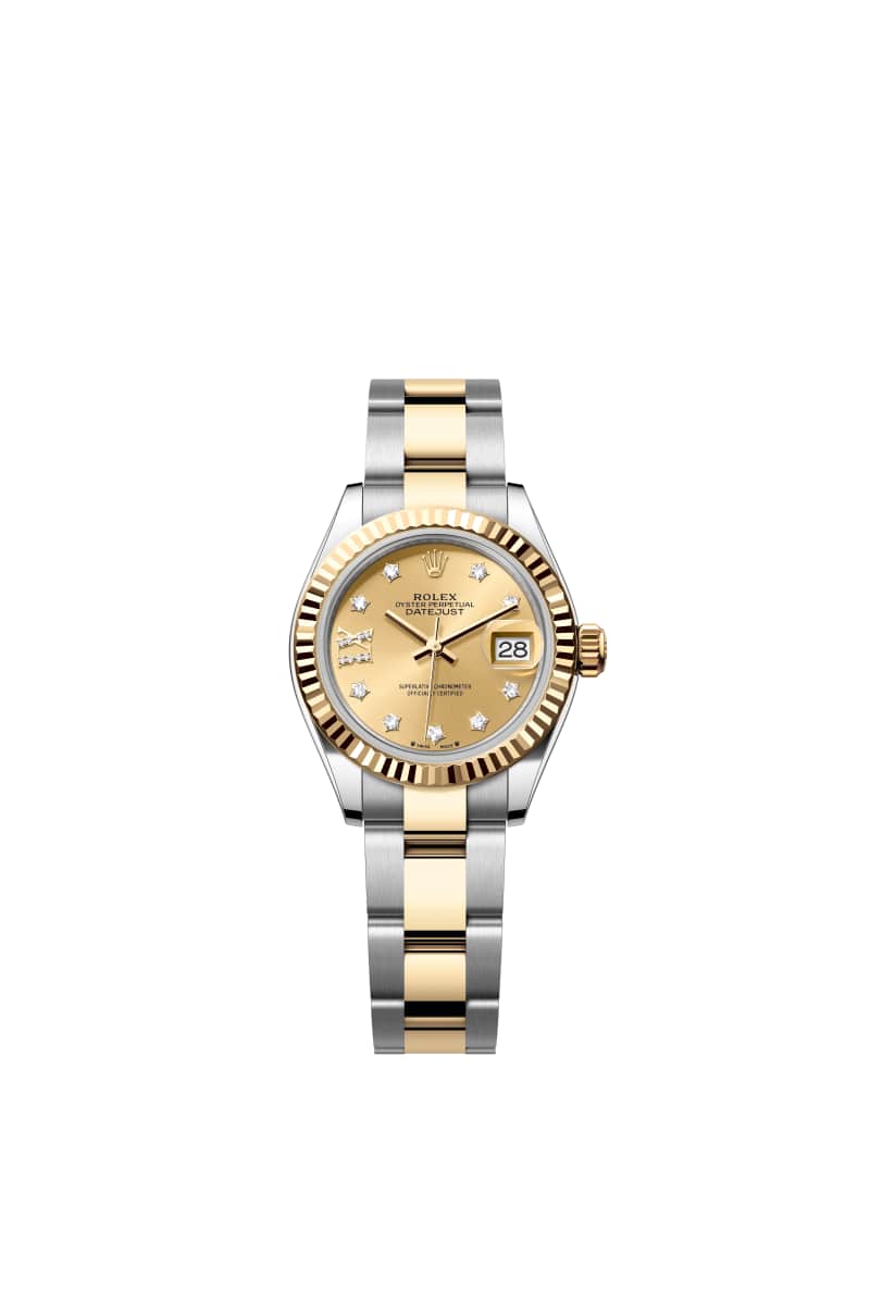 ROLEX Lady-데이트저스트 28 279173 다이아몬드가 세팅된 샴페인 Color 다이얼 오이스터스틸과 옐로우 Gold