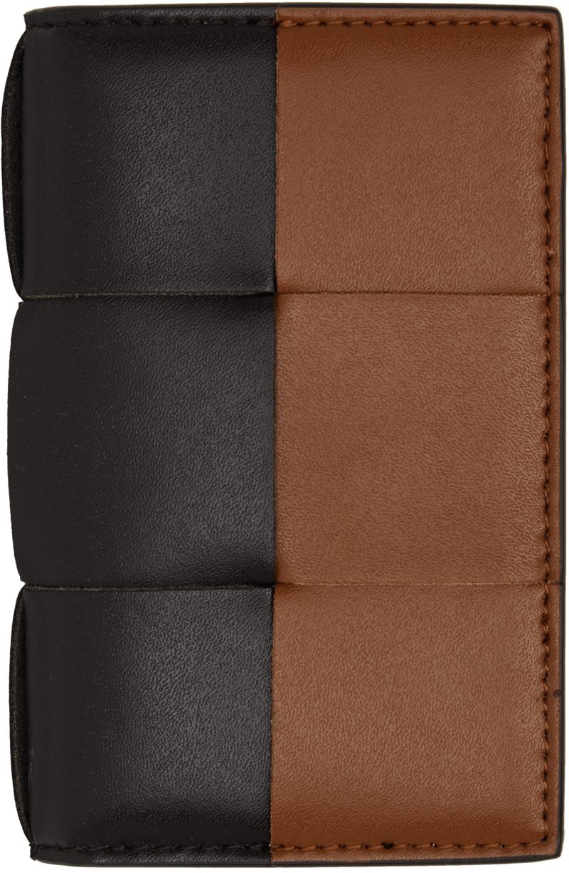 Brown & Tan Cassette Flap Card Case Wallet 242798M164007