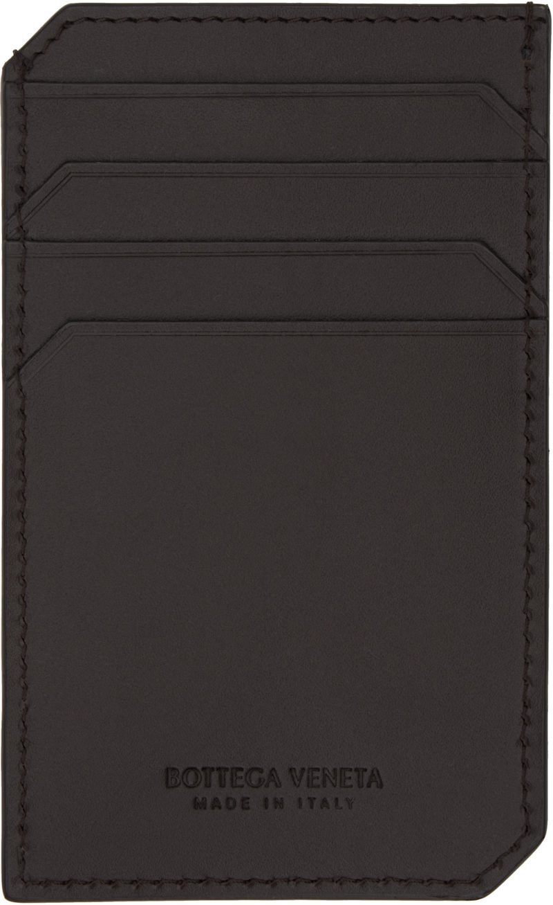 Brown Intrecciato Piccolo Vertical Card Holder 242798M163017