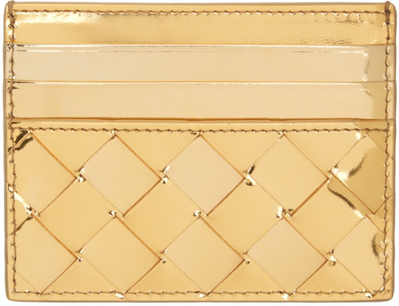 Gold Intrecciato Card Holder 241798F037015