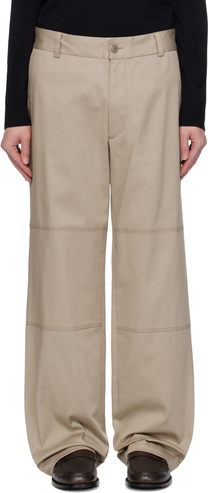 Beige Cotton Gabardine Trousers 251111M191023