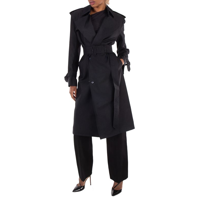 Silk Blend Double-Breasted Trench Coat