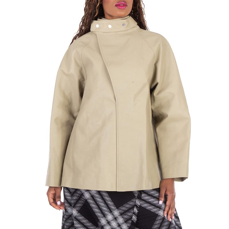 Puttee Collar Leather Jacket