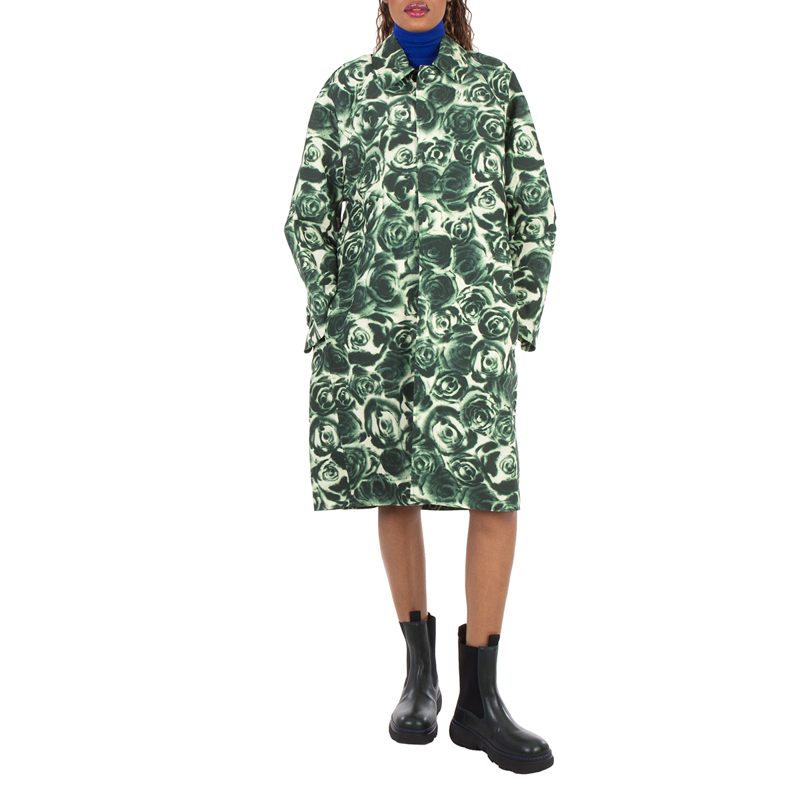 Long All Over Rose Print Raincoat