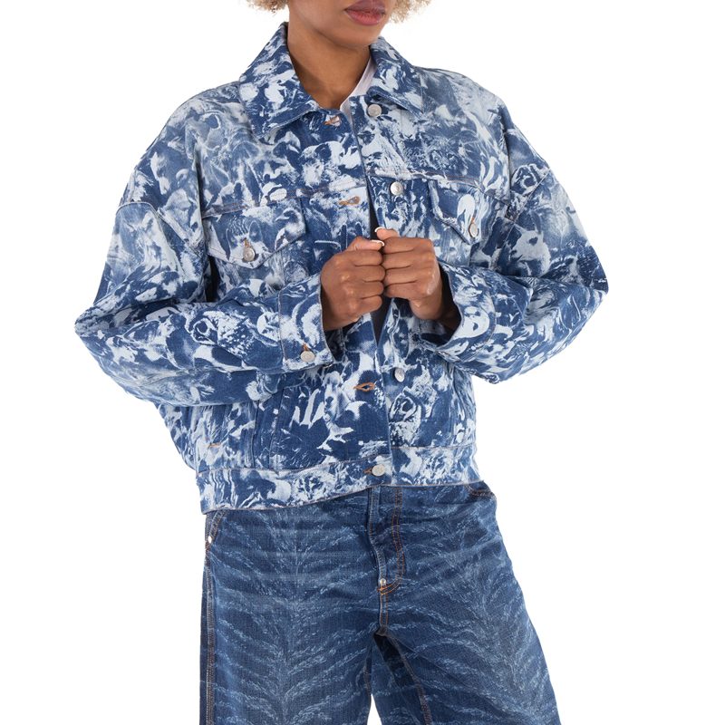 Animal Forest-Print Denim Cotton Jacket