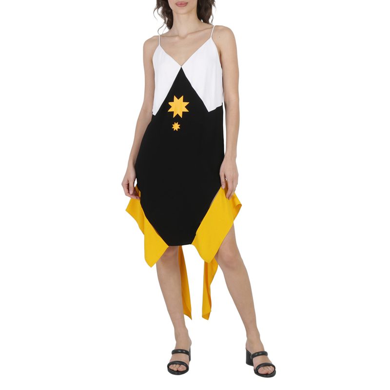 Panel-Detail Geometric Slip Dress