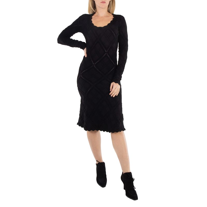 Aran Long-Sleeved Flared Knitted Dress