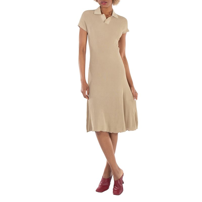 Stretch Design Polo Collar Dress