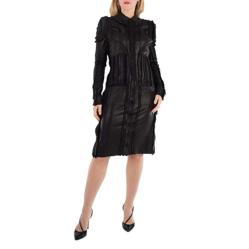 Detail Pleated Stretch Jersey Shirt Dress