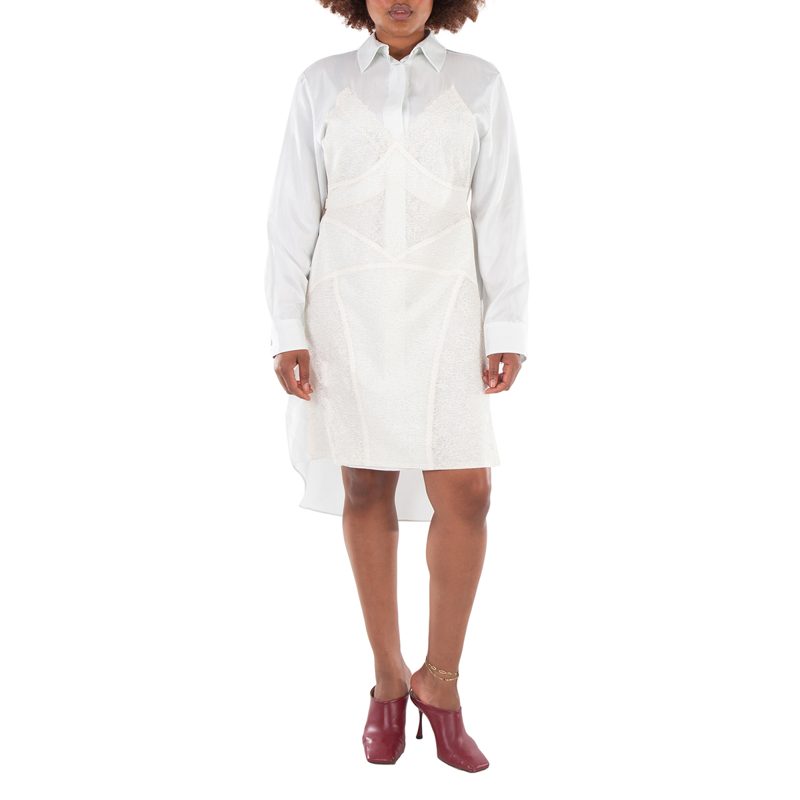 Lace-Detail Silk Shirt Dress