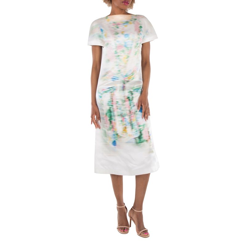 Attern-Printed Short-Sleeved Silk Dress